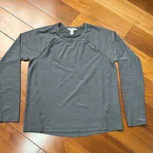 Athleta Womens Top Gray Lightweight Long Sleeve Polyester Nylon Size M